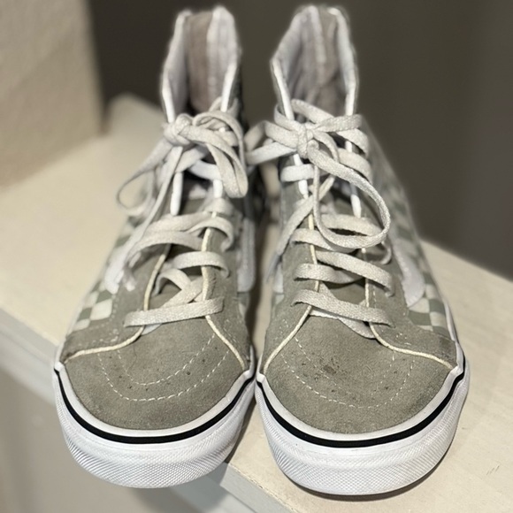 Vans Canvas High Top Checkerboard Skate Shoes Green White Zipper Youth Sz 3Y - Picture 6 of 9